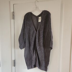 Gray Open-Knit Women's Sweater